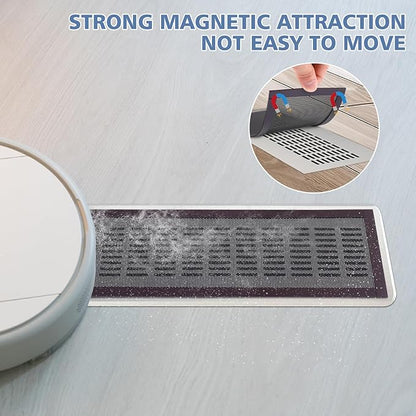 8 Pack Strong Magnetic Floor Vent Cover - PVC Mesh Register for Wall Ceiling Floor Catch Debris Hair Insect (Black, 4 x 10 Inch)