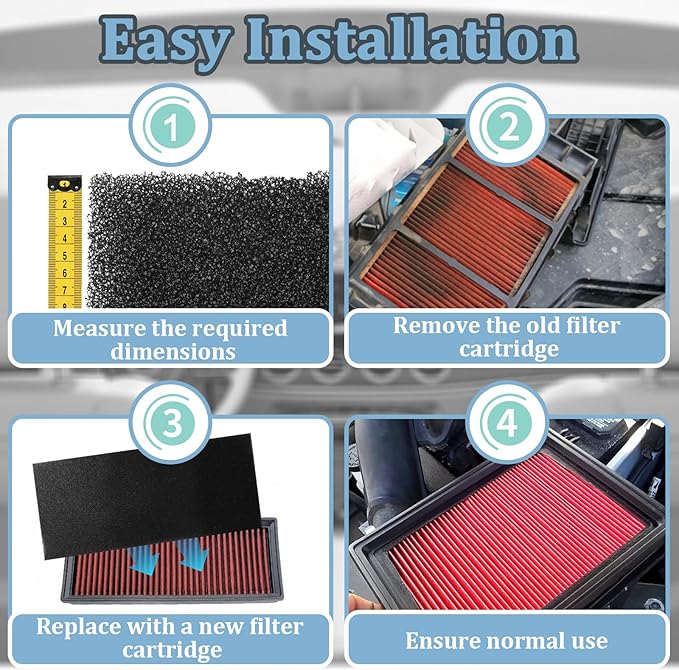 30 PPI Sponge Filter, Foam Filter Replacement, Universal Air Filter Sheet,Size 24" x 12" x 3/8", Perfect for Cutting and Fitting Purifier, Aquarium, Fish Tank, Air Conditioner
