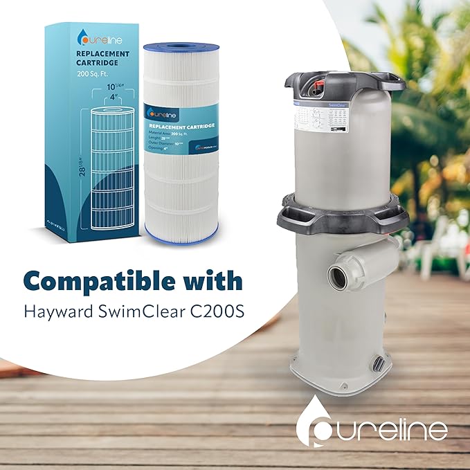 Pureline Pool Replacement Cartridge Filter, 200 Sq Ft, PL0167, Compatible with Hayward Swimclear C200S, CX200XRE, Unicel C-9442