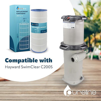 Pureline Pool Replacement Cartridge Filter 2-Pack, 200 Sq Ft, PL0167, Compatible with Hayward Swimclear C200S, CX200XRE, Unicel C-9442
