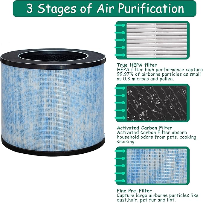 F100 Filter Replacement, Compatible with Instant® AP100 Small Air Purifier, H13 Grade True HEPA Filter with Antimicrobial Coating and Activated Carbon Filter, 2 Pack