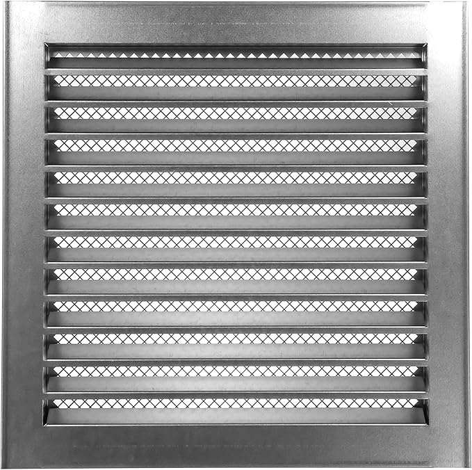 Repa Market 12" x 12" Inch (Inner Dimensions) Galvanized Steel Soffit Air Vent Cover - Louvered Square Gable Vent with Mesh Screen - Exhaust/Intake Ventilation Grill - Outdoor Metal Duct Grate