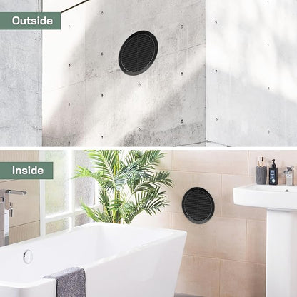 Vent Systems 8" Inch (Opening Dimensions) - Pack of 100 - Black Soffit Vent Cover - Plastic Round Air Vent Grille - Built-in Mesh Screen - HVAC Register Louver for Bathroom, Home, Kitchen