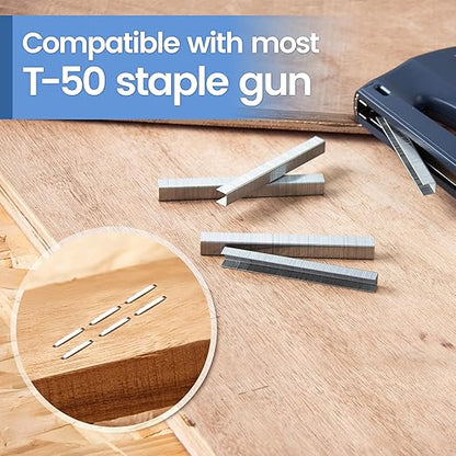 meite T-50 Staples, 5/16 Inch Heavy Duty Staples for Staple Gun, Galvanized 20 Gauge 3/8 Inch Crown Staple for Upholstery, Construction, Furniture (5 Boxes)
