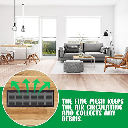 DECOHS 8 Pack Floor Register Screen Vent Mesh, 4 x 10 Inch Plastic Rectangle Air Vent Screen Cover, Magnetic PVC Vent Mesh Cover for Ceiling Wall Floor Catch Debris Hair Dust