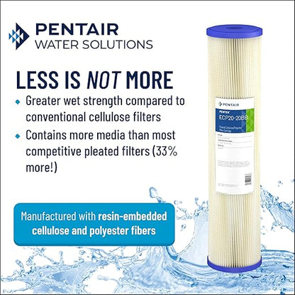 Pentair Pentek ECP5-BB Big Blue Sediment Water Filter, 10-Inch, Whole House Heavy Duty Pleated Cellulose Polyester Replacement Cartridge, 10" x 4.5", White End-Cap, 5 Micron