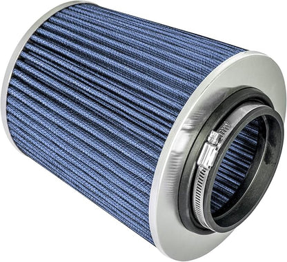 Mortar Aftermarket Auto Air Filter Replacement - Car Enthusiast Class Universal Cold Air Intake Gulps in More Air for More Engine Power & Passionate Induction Sound, 2.75 In, Blue