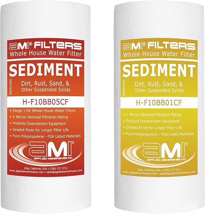 Applied Membranes Inc. 2-Stage Whole-House Water Filter System, 1-Micron and 5-Micron 4.5-Inch by 10-Inch Filters