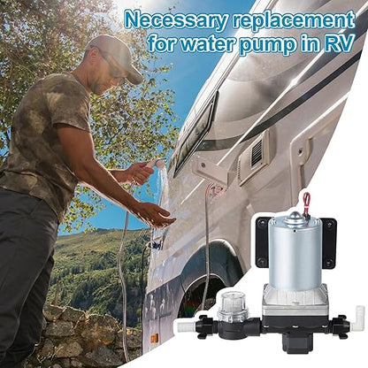 Dreyoo RV Water Pump Strainer Filter, 1/2 Twist On Pipe Strainer, 1/2 x 14 NPT x 1/2 Inch Barb Elbow and 2 Straight Swivel Adapter, RV Plumbing Fittings with PTFE Thread Seal Tape