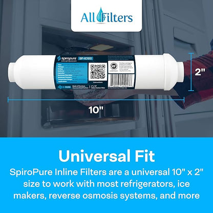 SpiroPure Inline Filter NSF Coconut Shell Granular Carbon Water Filter with 1/4" FNPT, 2" x 10" (Case of 25)