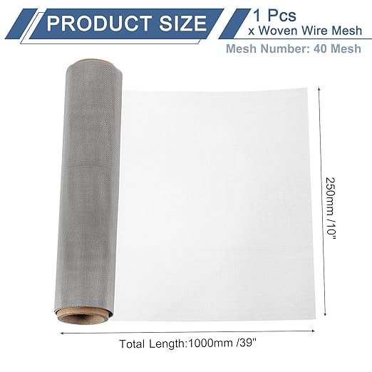 uxcell 40 Mesh 39" x 10" Woven Wire Mesh, 304 Stainless Steel Air Vent Filter Screen, Window Screen Mesh for DIY Projects Vents Cover Filtration Animals Fence