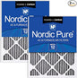 Nordic Pure 18x18x1 (Actual Size: 17 3/4 x 17 3/4 x 3/4) Furnace Air Filters MERV 12 Pleated Plus Carbon 2 Pack