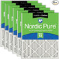 Nordic Pure 16x16x1 (Actual Size: 15 3/4 x 15 3/4 x 3/4) Pleated Air Filters MERV 13 Plus Carbon 6 Pack