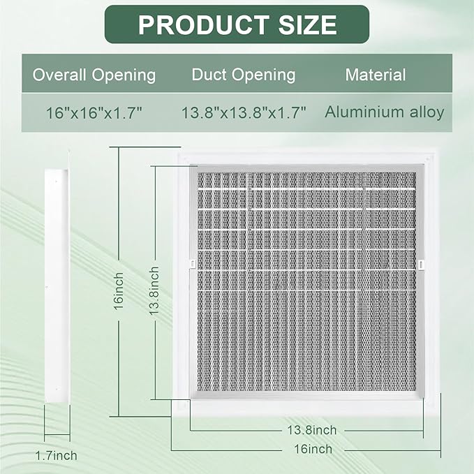 18" X 18" Aluminum Gable Vent with Screen, Never Rust Gable Vents for Shed，Reducing Indoor Temperature - Ideal for Wall, Attic,Shed,Door, and Shipping Container，Vent Opening: 16" x 16"