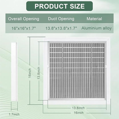 18" X 18" Aluminum Gable Vent with Screen, Never Rust Gable Vents for Shed，Reducing Indoor Temperature - Ideal for Wall, Attic,Shed,Door, and Shipping Container，Vent Opening: 16" x 16"