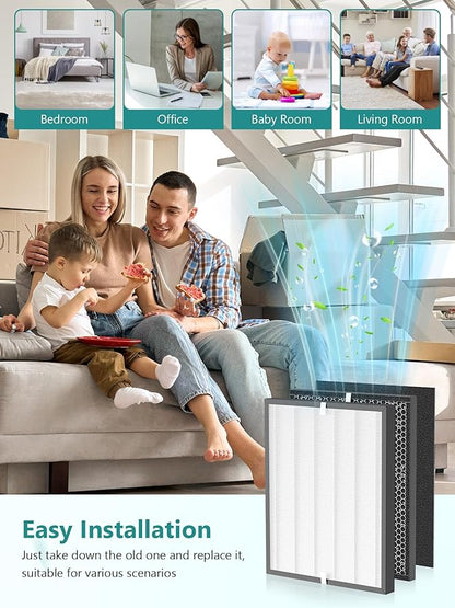 3000 Replacement Filter Compatible with Air Doctor 3000 Air Purifier,3 Premium Filter + 3 Activated Carbon Filters + 4 Pre-Filters,Compare to ADF3001 ADF3002 ADF3003