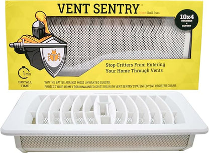 | 4" x10" Vent Sentry Vent Guard & Register Combo I Air Filter Metal Screen Trap & Durable Air Vent Cover for Home Floor & RV | Baby Proof, Dust Control, Keep Bugs Out, and Catch Valuables
