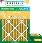 Filterbuy 20x24x4 Air Filter MERV 11 Superior Pet & Allergy Defense (2-Pack), Electrostatic Pleated HVAC AC Furnace Filters Replacement, Made in USA (Actual Size: 19.38 x 23.38 x 3.63)