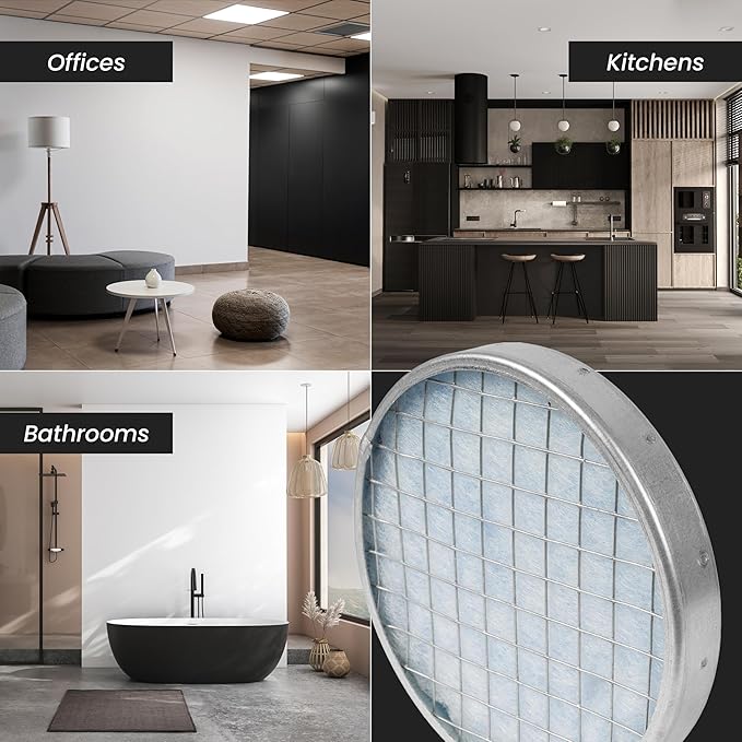 6" Inch Filter Replacement - Round Duct Filter System - G4 Class Filter and Mesh Screen - Dust Collection and Air Purification