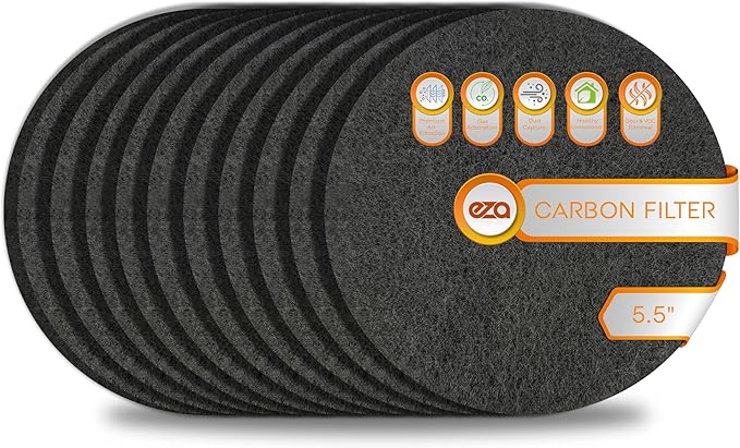 Premium Charcoal Activated Carbon Fiber Replacement Air Filter for Kitchen Compost Bin (10 Pack, Round 5.5")