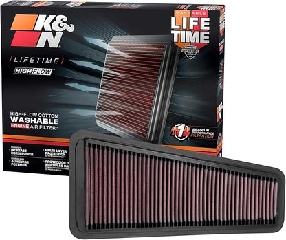 K&N High-Flow Original Lifetime Engine Air Filter: Increase Power: Premium, Washable: Compatible with 2002-2020 TOYOTA: 4Runner, Tacoma, Tundra, FJ, Hilux, Land Cruiser, 33-2281