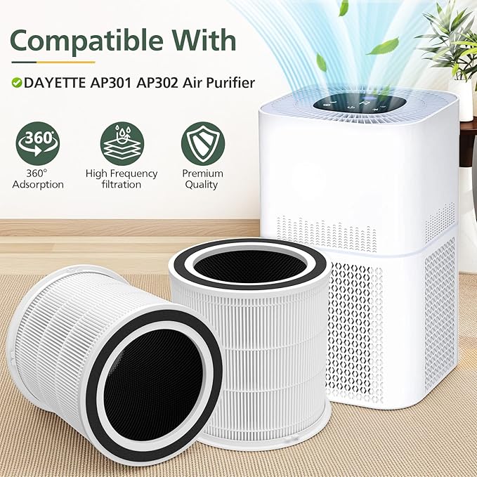 AP301 AP302 HEPA filter Replacement, ONLY for Dayette AP301 AP302 Air Purifier, NOT FOR AP401 AP402 Air Purifiers