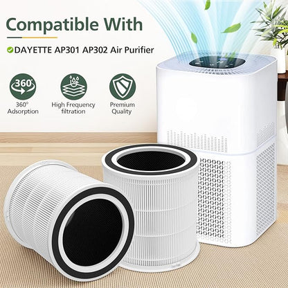 AP301 AP302 HEPA filter Replacement, ONLY for Dayette AP301 AP302 Air Purifier, NOT FOR AP401 AP402 Air Purifiers