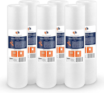 Aquaboon 1 Micron 20 x 4.5 Sediment Water Filter Replacement Cartridge | Whole House Sediment Filtration | Compatible with AP810-2, SDC-45-2005, FPMB5-20, P5-20, FP25B, 155358-43, 6 Pack