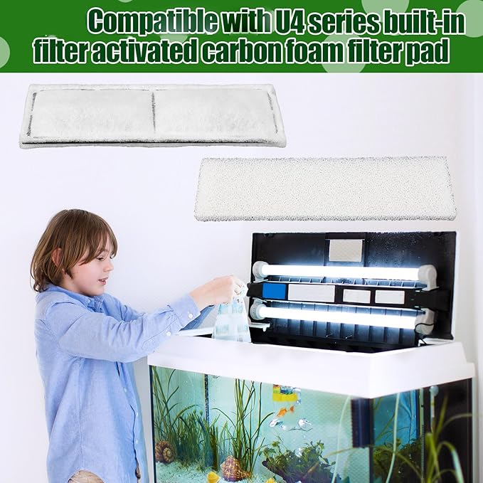 Pangda 12 Pcs Carbon Filter Foam Pads and Foam Filters Compatible with U3 Range of Internal Underwater Sponge Aquarium Underwater Filter Accessories for Internal Replacement Aquarium Fish Tank