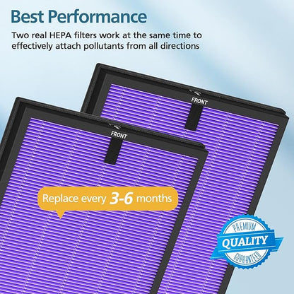 2 Pack HY4866 Multifunction Replacement Filters for MORENTO HY4866, WESTHEY HY4866, YIOU M1 Air Purifier, 3-in-1 HEPA Filter with High-Efficiency Activated Carbon Filter, Multifunction Version