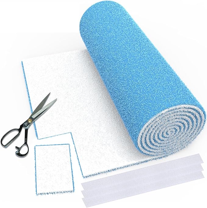 20 x 140" Air Vent Filters, 0.5-inch Thickness MERV 8 Filter Material, Cut Into About 100 Filters, HVAC Furnace Vent Filters for Home, Floor, Ceiling, Grilles (48PCS Adhesive Hook Tape)