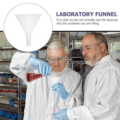 Veemoon 5pcs 100mm Plastic Scientific Triangle Funnels, Laboratory Pp Filling and Filter Funnels for Precise Liquid Transfer and Experiment Use