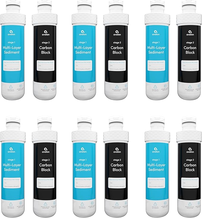 Avalon Genuine AVALONFILTER 2 Stage Replacement Filters Branded Bottleless Water Coolers, Patended, NSF Certified, 2 Count (Pack of 6), White