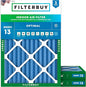 Filterbuy 18x20x2 Air Filter MERV 13 Optimal Smoke & Allergy Defense (3-Pack), Electrostatic Pleated HVAC AC Furnace Filters Replacement, Made in USA (Actual Size: 17.50 x 19.50 x 1.75)