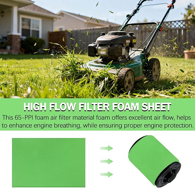 Motorcycle Air Filter Foam - BF-1 BF1 12" X 16" X 5/8" 65-PPI Green Fine Filter Foam, for Most Motorcycle ATV Scooters Dirt Bike UTV