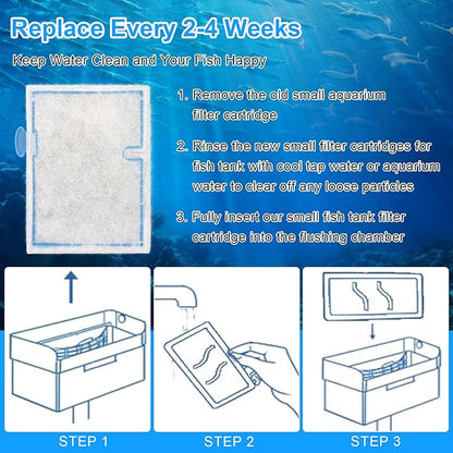 10 Pack Small Filter Cartridges Compatible with Aqueon, Fish Tank Filters Cartridge Replacement for Minibow Aquarium Filters Size 1/2.5/5 Gallon and QuietFlow E Internal Power Filter Size 10