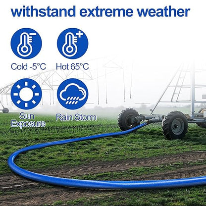 OCGIG 2" x 50 FT Pool Backwash Hose, Heavy-Duty Lay Flat Discharge PVC Hose, Weatherproof Burst Resistant for Swimming Pool Filter Pump, Water Transfer, Pool Drain, with 2 Clamps