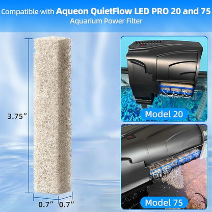 AQUANEAT 12-Pack Replacement Ammonia Reducer Pads Compatible with Aqueon QuietFlow 20 and 75 LED PRO Aquarium Power Filter