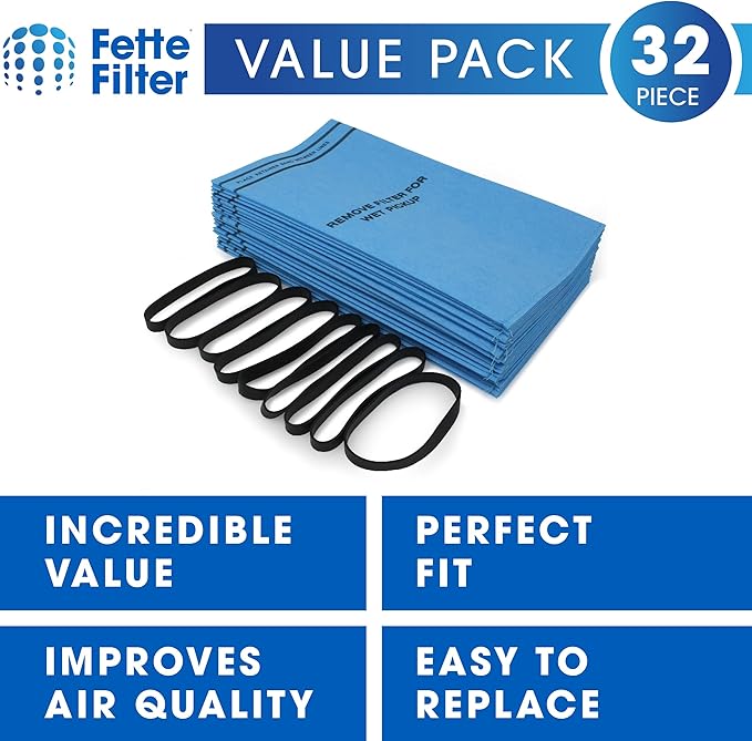 Fette Filter - 24 + 8 Pack Wet Dry Vac Bags Compatible with WORKSHOP WS01025F, Craftsman 9-38737, MultiFit VF2000, Select 2-1/2 to 5-Gallon Shop Vac Husky,Bucket Head, & Stinger Shop Vac Models.