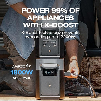 EF ECOFLOW Solar Generator DELTA 2 with 220W Solar Panel, 1024Wh LFP(LiFePO4) Battery, 1800W AC/100W USB-C Output, Fast Charging Portable Power Station for Home Backup Power, Camping & RVs