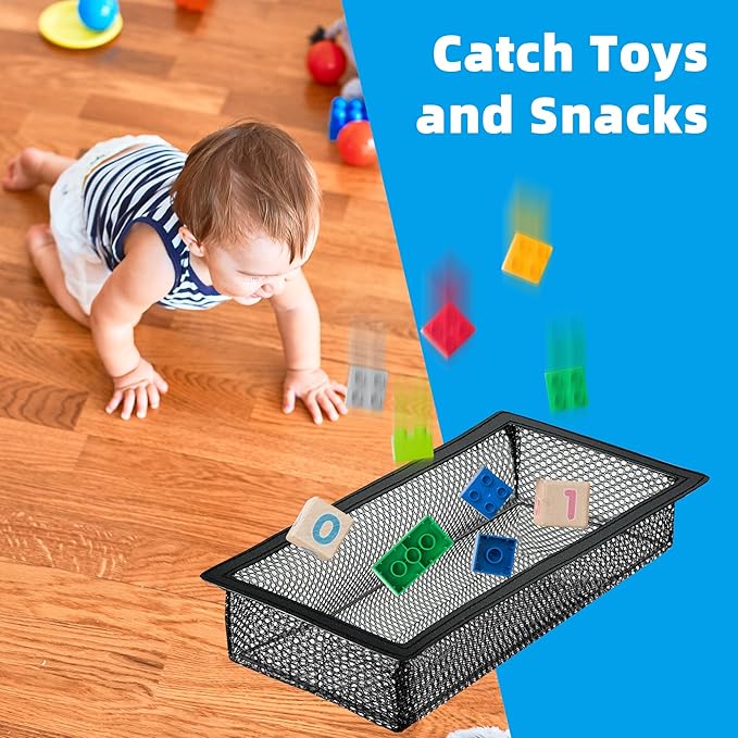 Floor Vent Screen Net 2''x12'', Air Vent Filter Mesh for Home Floor, Floor Register Cover Traps Catches Coin, Toys, Pet Food and Hair, Keeps Duct Cleaning - with Spreader Frame 4 Pack