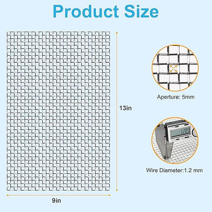 4 Pcs 13x9 (33cmx23cm) 5 Mesh 304 Stainless Steel Wire Mesh Sheet, Rustproof Metal Mesh Sheet Screen for DIY Crafts, Vent Covers, Garden Fencing, Window Protection & Industrial Filters