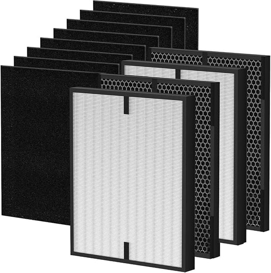 12 Pack 3000 Replacement Air Filters Compatible With Air Doctor 3000, 3000m, 3000pro Air Puri-Fier, includes 2 Premium Air Replacement Filters + 2 Activated Carbon Filters + 8 Pre-Filter