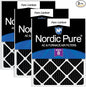 Nordic Pure 20x20x1 (Actual Size: 19 1/2 x 19 1/2 x 3/4) Pure Carbon Pleated Odor Reduction Furnace Air Filters 3 Pack