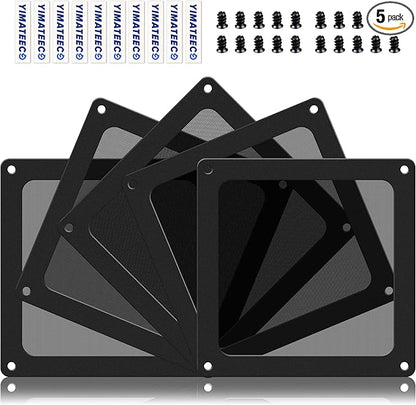 Dust Filter PC 90mm for Computer Cooler/PSU/Routers Nylon 80 Mesh, Magnetic Frame PC Fan Dust Mesh Cooler Filter Dustproof Computer Fan Grills (Nylon, 90 * 90mm, 5pcs, Black)