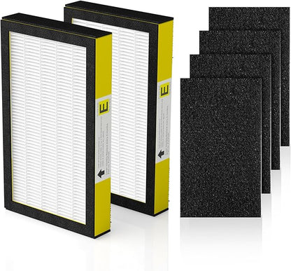 FLT4100 Replacement Filter E for Guardian AC4100, AC4100CA, AC4150BL, AC4150PCA, AC4150P Technologies Models, 2 x Hepa Filter + 4 x Activated Carbon Pre-Filter