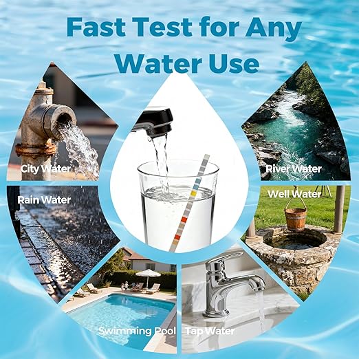 TESPERT Drinking Water Test Strips 125ct 16 in 1 – 30s Quick Screening for Hardness, pH, Iron, Nitrite, Copper, Chlorine, Nitrite, Carbonate,Lead, Alkalinity...Well, Tap, Home, City Water Testing