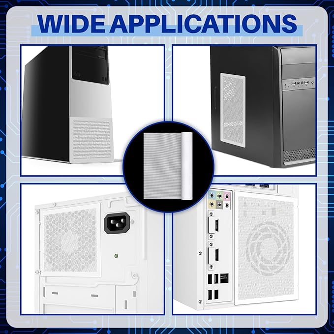 Woanger 2 Pcs 1000 x 300 mm DIY PC Case Dust Filter PC Fan Mesh Filter Air Vent Covers PVC Dustproof Cover with Magnetic Sticker for Computer Chassis Speaker and More, 0.03 Inch Hole
