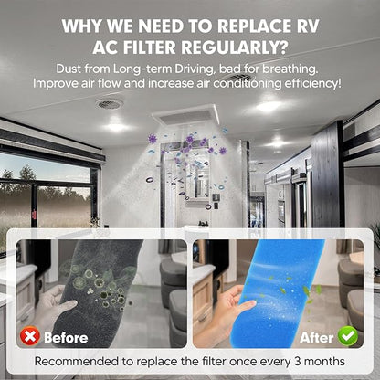 4-PACK RV AC Filter RV Air Filters Replacement for Air Conditioner Vent, Washable AC Filter 12.875 x 5.5 for Camper Vent MERV 6 AC 160g