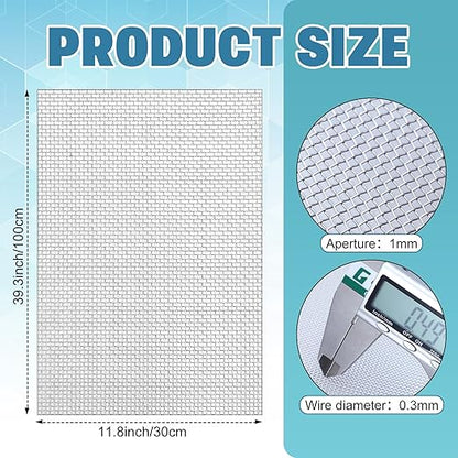 SATINIOR 2 Packs 11.8 x 39.3 Inch 304 Stainless Steel Woven Wire Mesh Fine Screen for Vent, Garden, Cage, Window Screen, Filter, Filtration Cloth, Vent Mesh(20 Mesh)